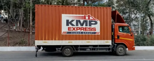 Home relocation truck with packed household goods